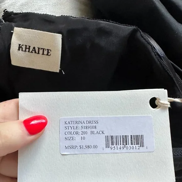 ❌SOLD❌NWT Khaite Katerina Off-shoulder Mini Dress Balloon Sleeves Sz 10 - Picture 4 of 12